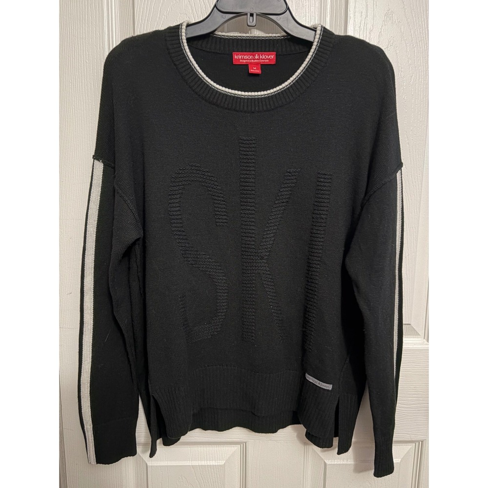 Krimson Klover | Fireside Knitted Sweater Women Black Ski Spellout Sz M